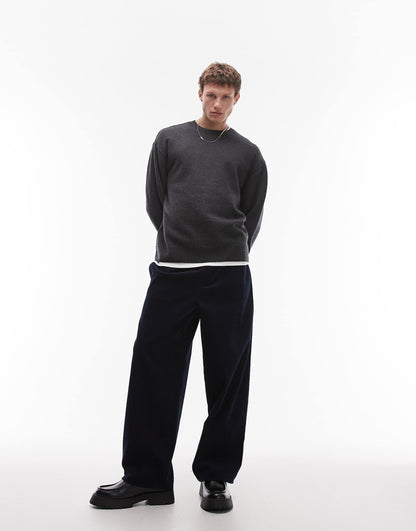 Boiled Wool Rib Knit Jumper