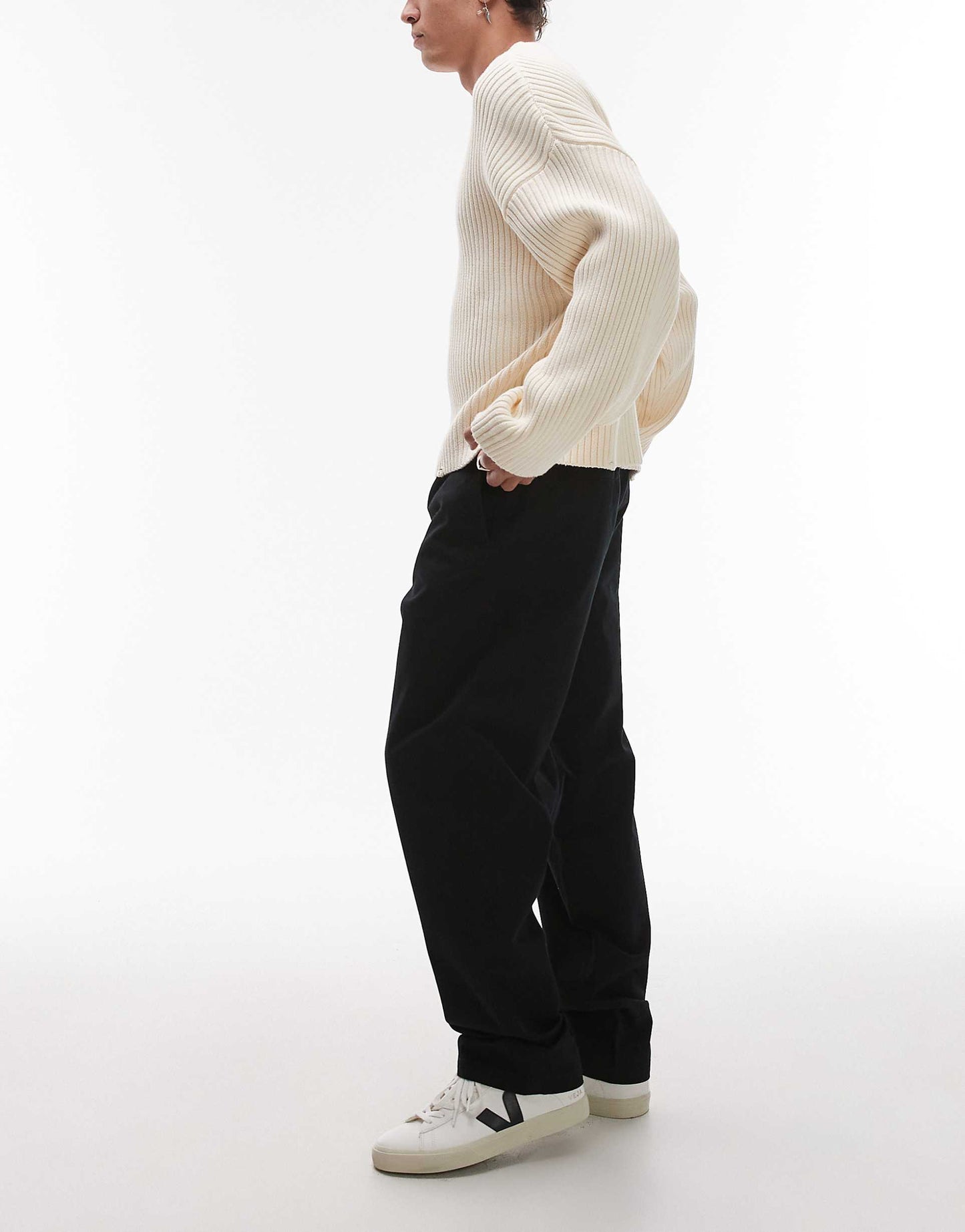 Relaxed Fit Trousers With Flat Front