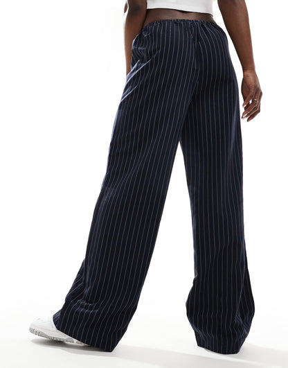 Wide Leg Drawstring Tie Waist Trousers