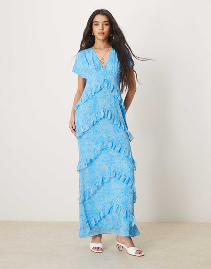 Chiffon Ruffle Maxi Dress