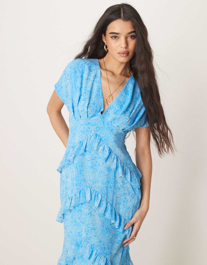 Chiffon Ruffle Maxi Dress