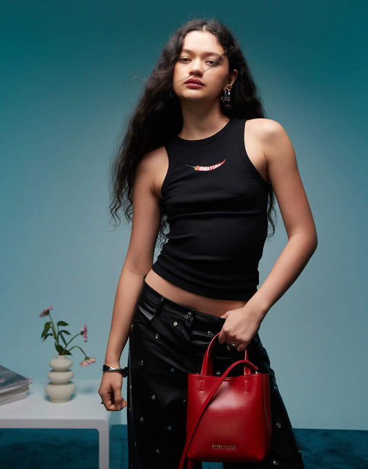 Ribbed Vest Top With Chilli Logo