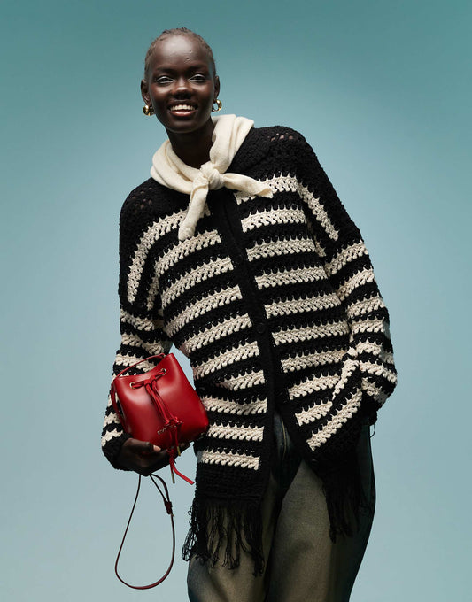 Oversized Stripe Knitted Cardigan