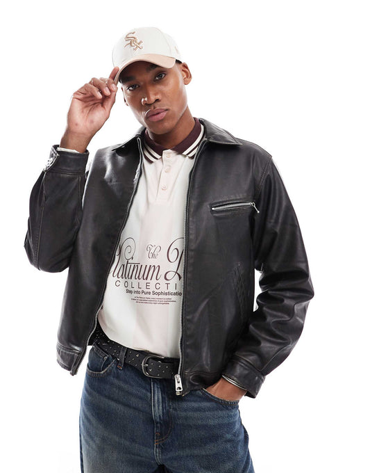 Faux Leather Washed Jacket