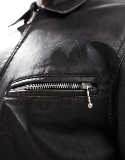 Faux Leather Washed Jacket