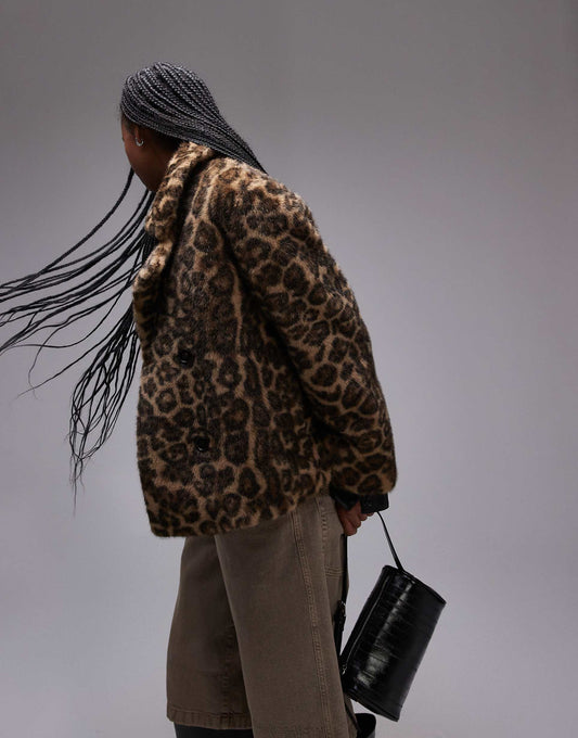 Leopard Print Fur Jacket