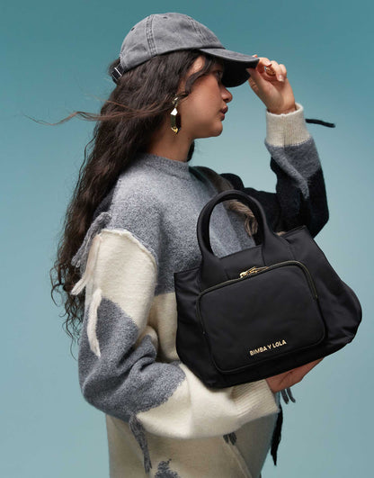 Nylon Grab Handle Bag With Detachable Strap