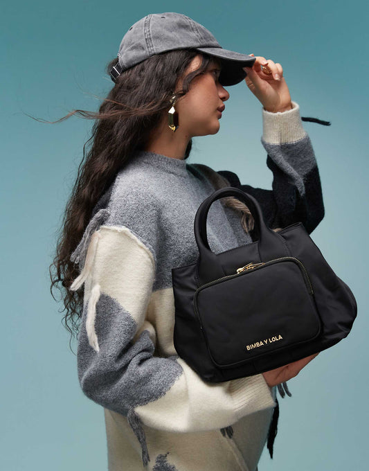 Nylon Grab Handle Bag With Detachable Strap