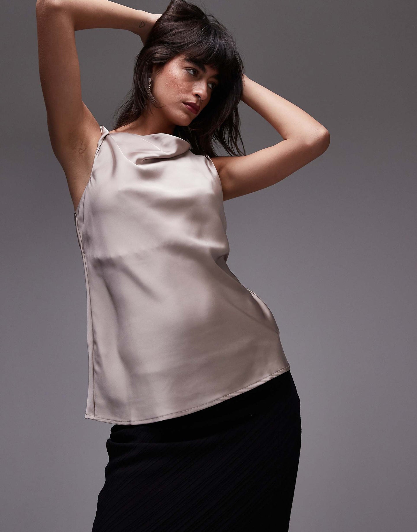Drape Neck Silk Top