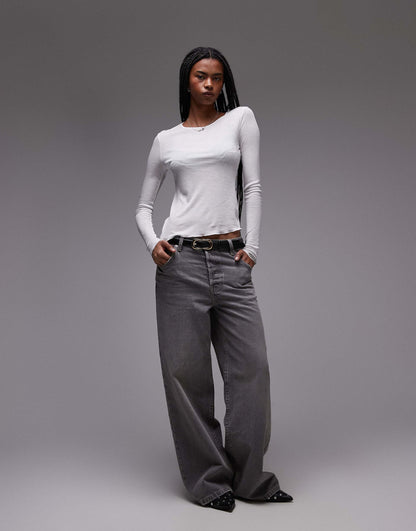 Lightweight Thin Rib Long Sleeve Top