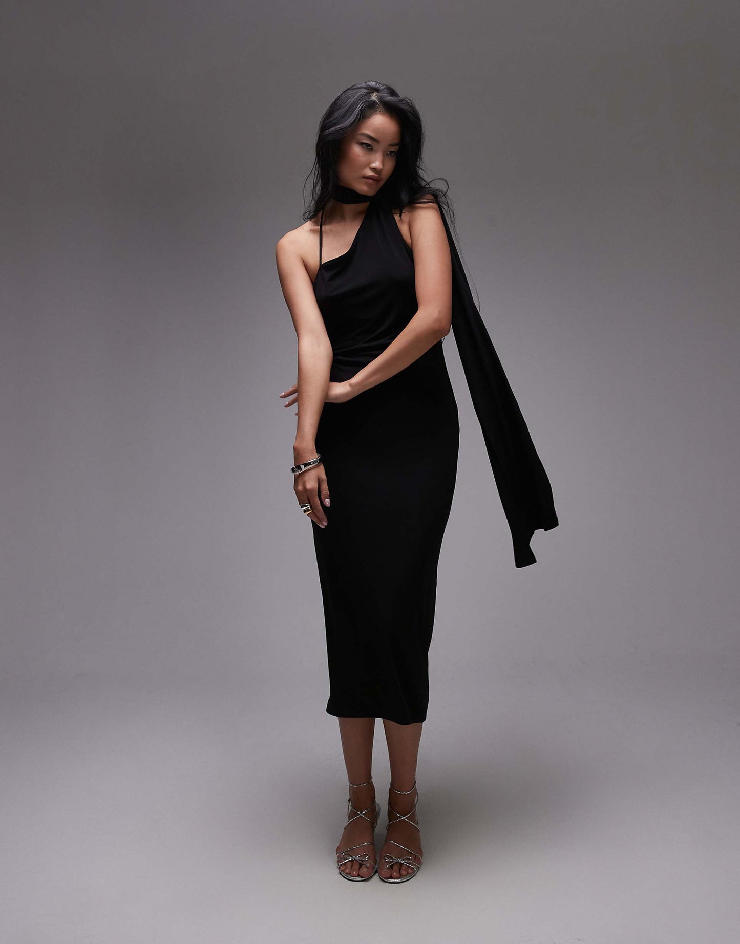 Wrap Drape Midi Dress