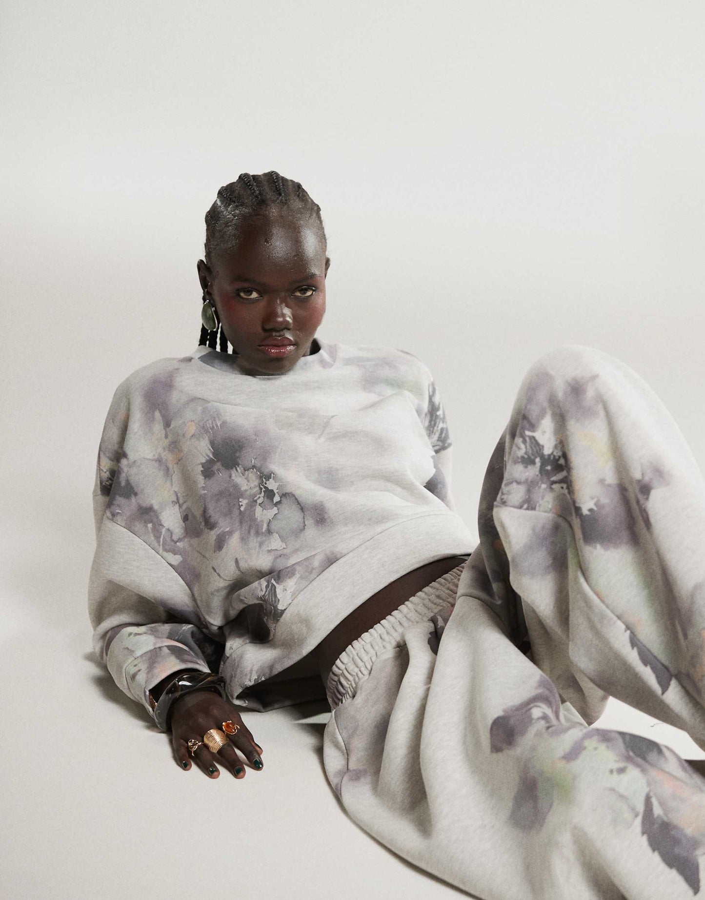 Co-Ord Oversized Sweatshirt With All Over Floral Print