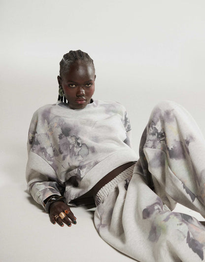 Co-Ord Oversized Sweatshirt With All Over Floral Print