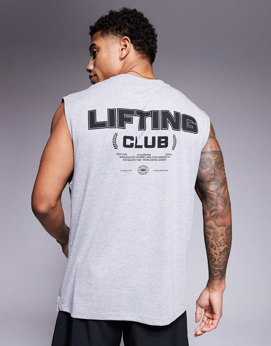 Back Print Oversized Heavyweight Cotton Pump Training Tank With Quick Dry Finish