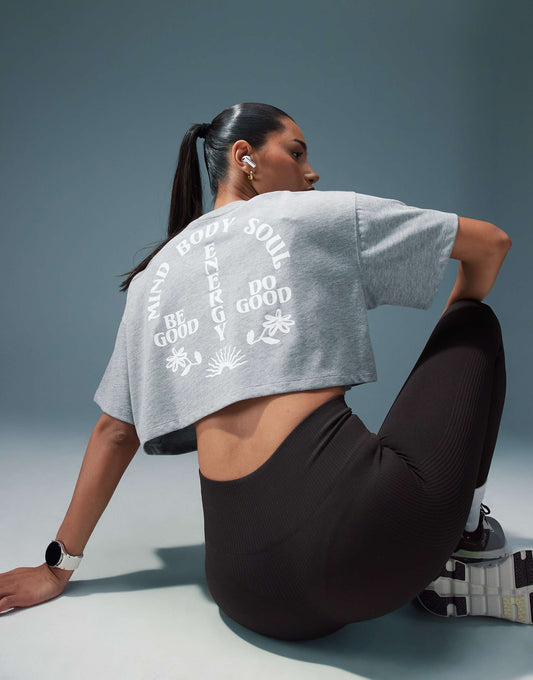Icon Back Print Heavyweight Cotton Cropped T-Shirt With Quick Dry Finish