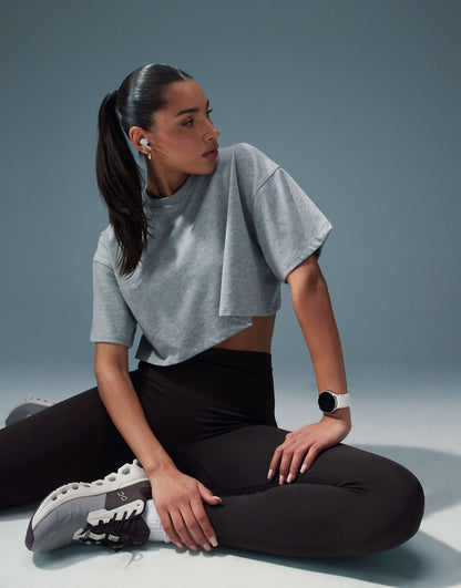 Icon Back Print Heavyweight Cotton Cropped T-Shirt With Quick Dry Finish