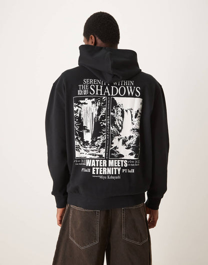 Oversized Hoodie With Monochrome Print