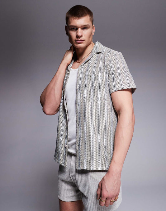 Knitted Short Sleeve Beach Shirt