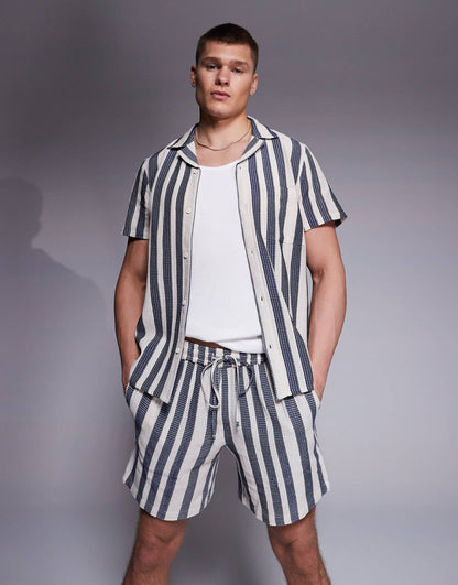 Textured Stripe Beach Short Co-Ord