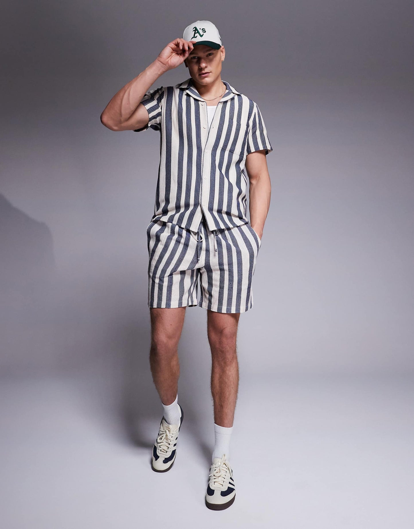 Textured Stripe Beach Short Co-Ord