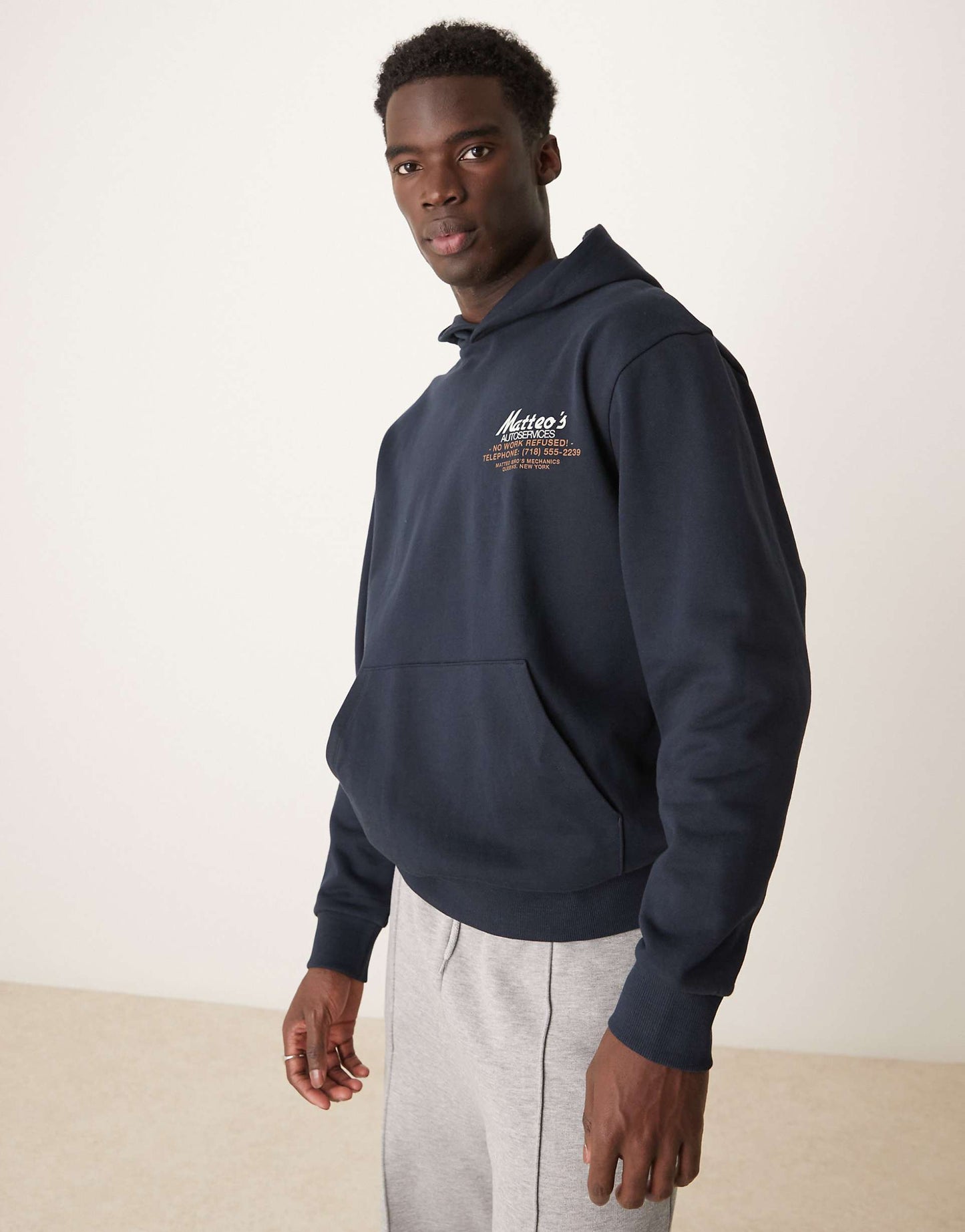 Oversized Hoodie With Chest And Back Car Print