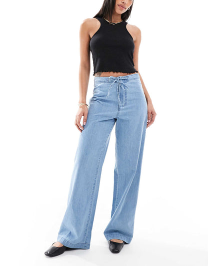 Soft Wide Leg Jean With Tie Waist