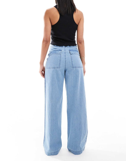 Soft Wide Leg Jean With Tie Waist