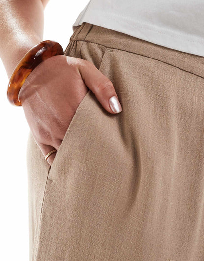 Curve Relaxed Straight Leg Trousers With Linen