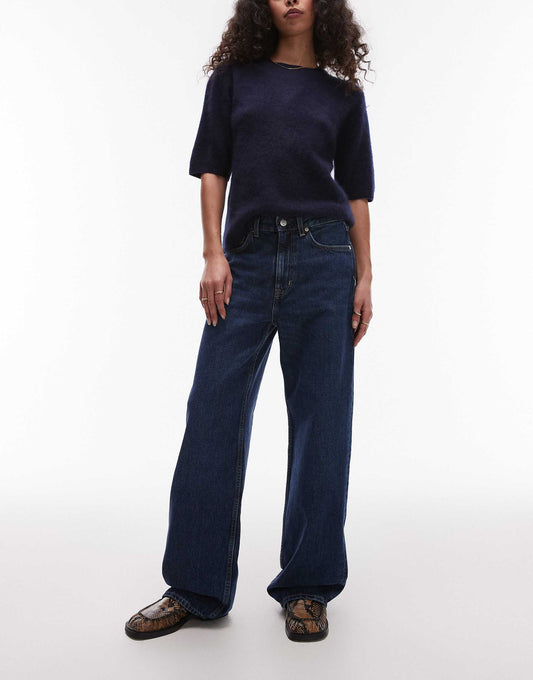 Coral High Waist Baggy Leg Jeans