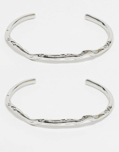 Pack Of 2 Cuff Bracelets With Molten Texture