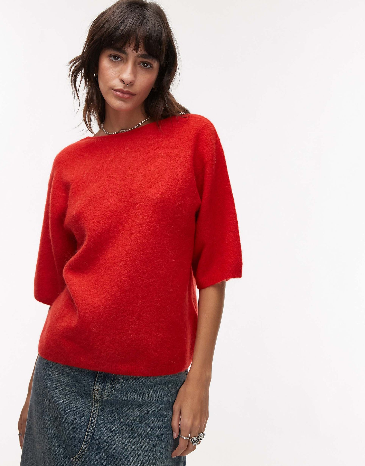 Alpaca Wool Blend Knitted  Top With V-Back