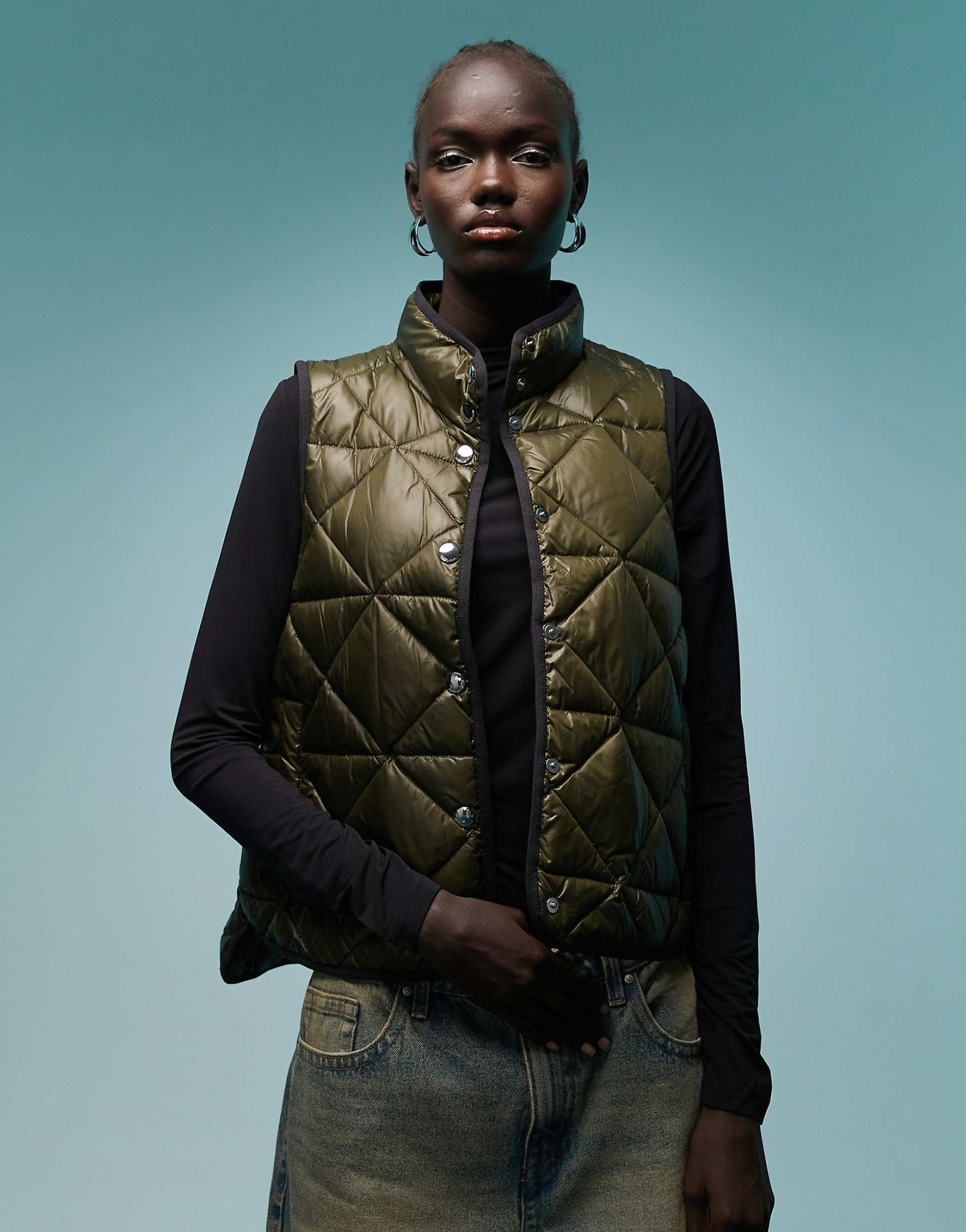 High Neck Quilted Gilet