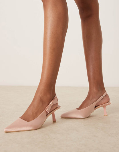 Almeria Slingback Heeled Pumps With Bow Detail