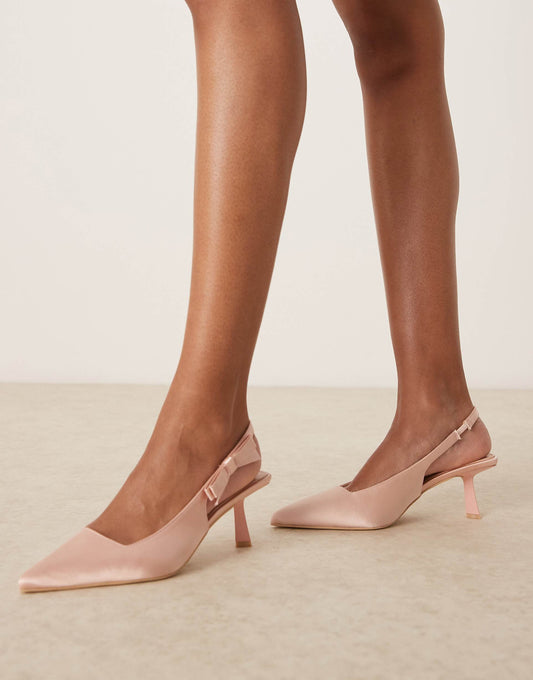 Almeria Slingback Heeled Pumps With Bow Detail