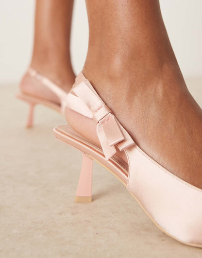 Almeria Slingback Heeled Pumps With Bow Detail