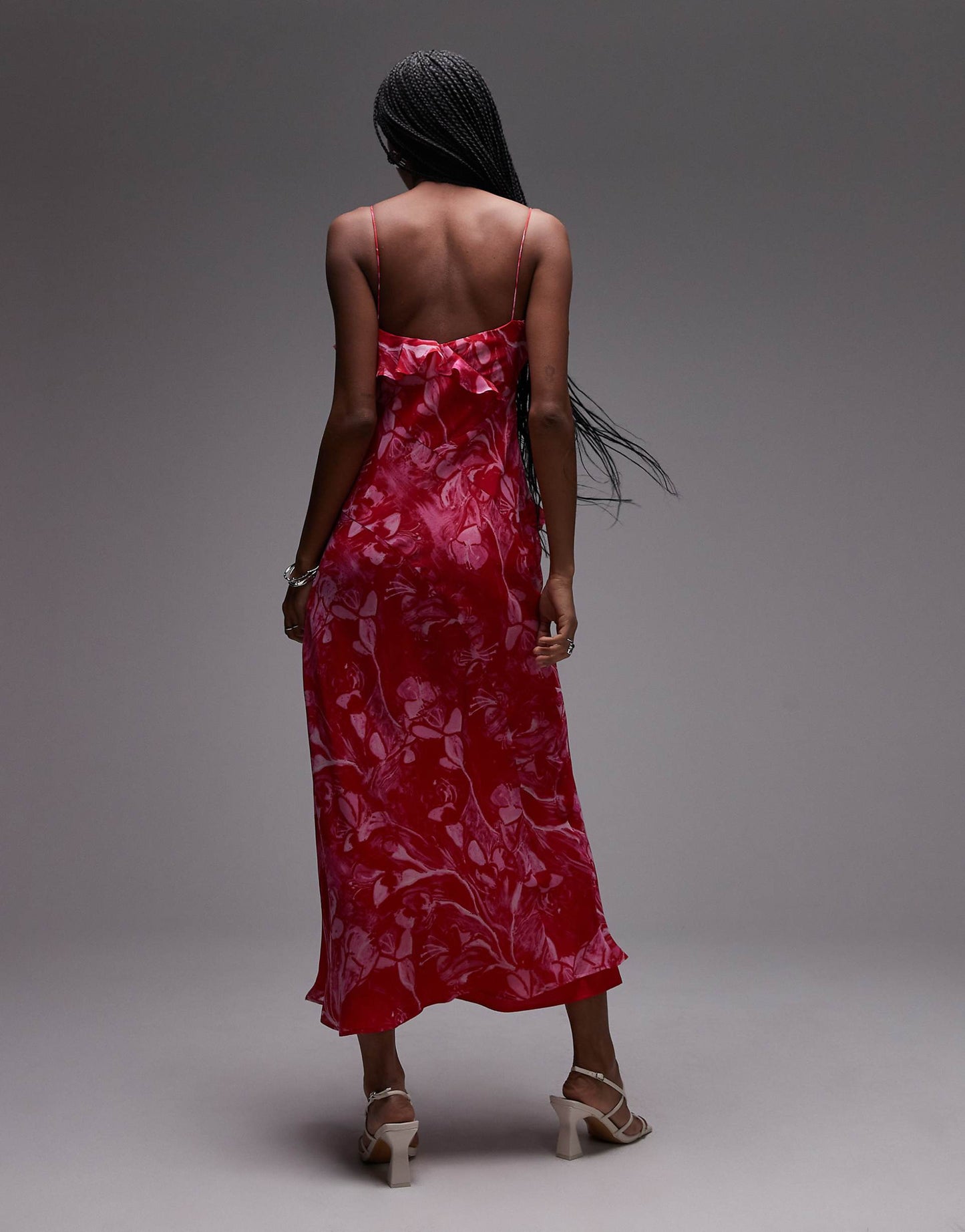 Ruffle Midi Slip Dress