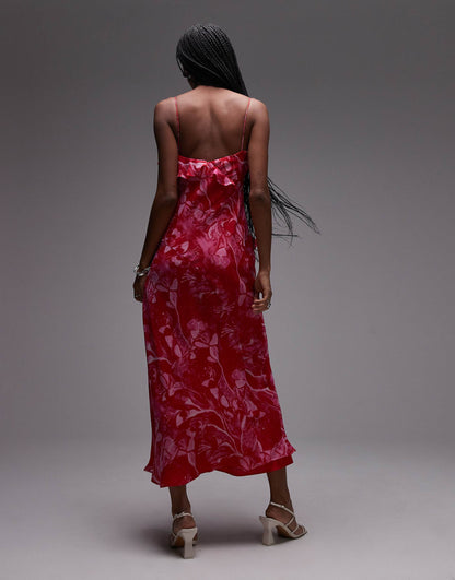 Ruffle Midi Slip Dress