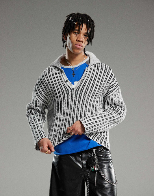 Rene Cable Knit Slouchy Polo Jumper