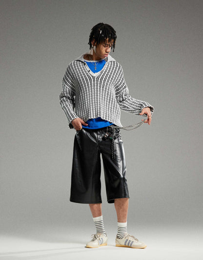 Rene Cable Knit Slouchy Polo Jumper