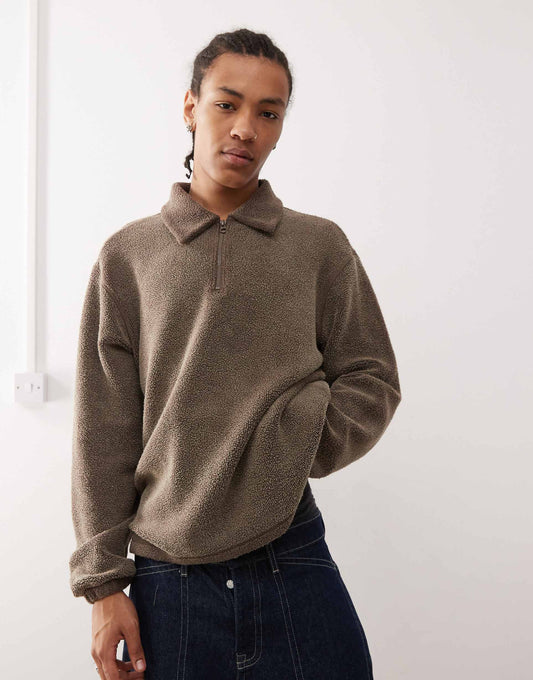 Trevor Fleece Half Zip Sweatshirt With Collar
