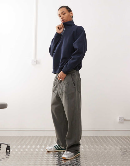 Oversized Heavy Weight Jersey Half Zip Sweatshirt