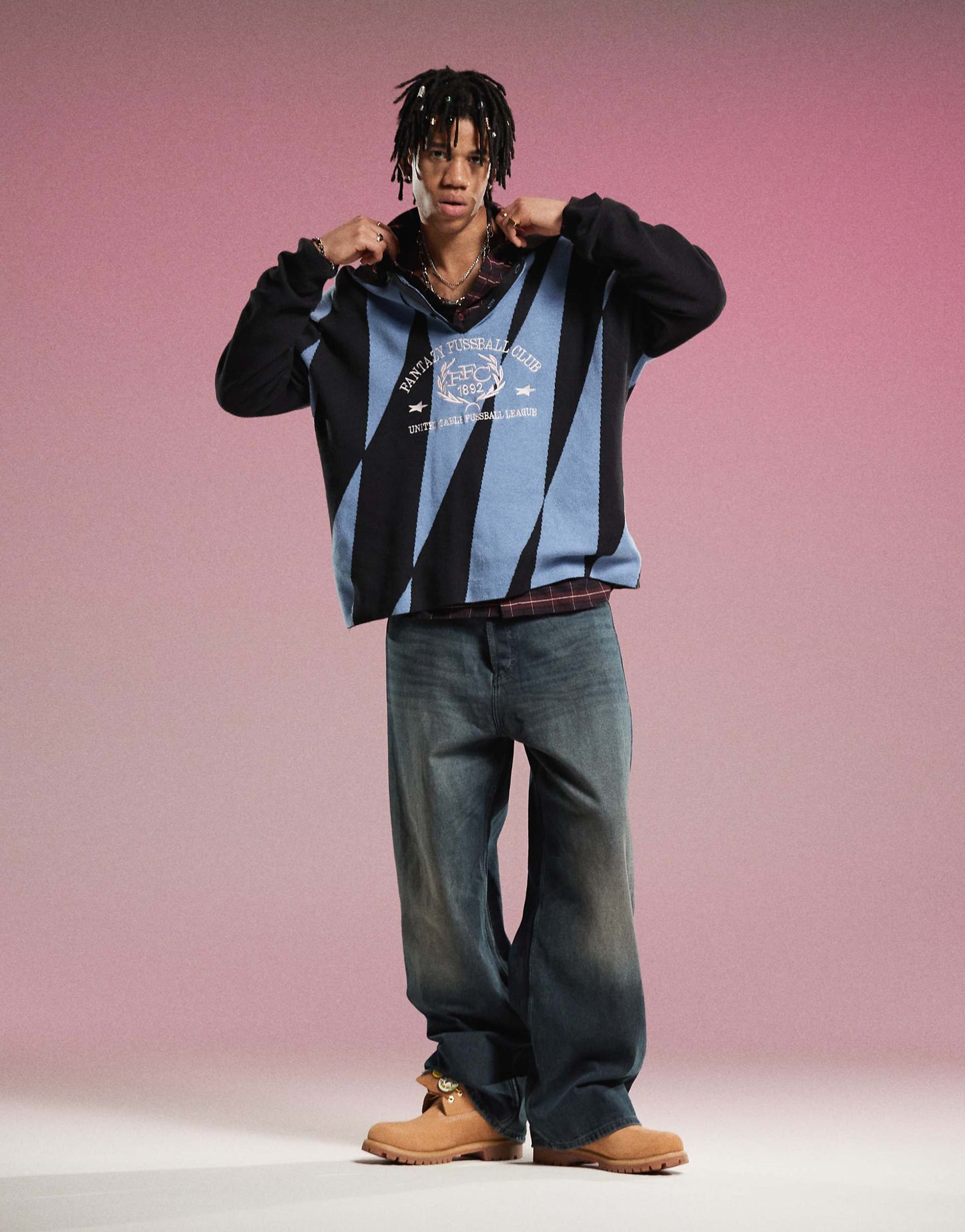 Rene Polo Sweatshirt With Fantazy Fussball Graphic Print