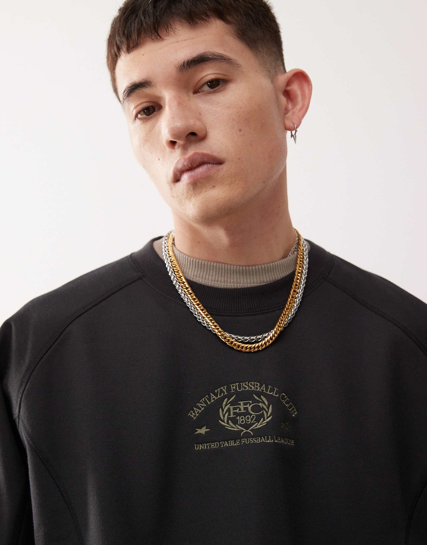 Co-Ord Oversized Sweatshirt With Fantazy Fussball Graphic Print And Contrast Seams