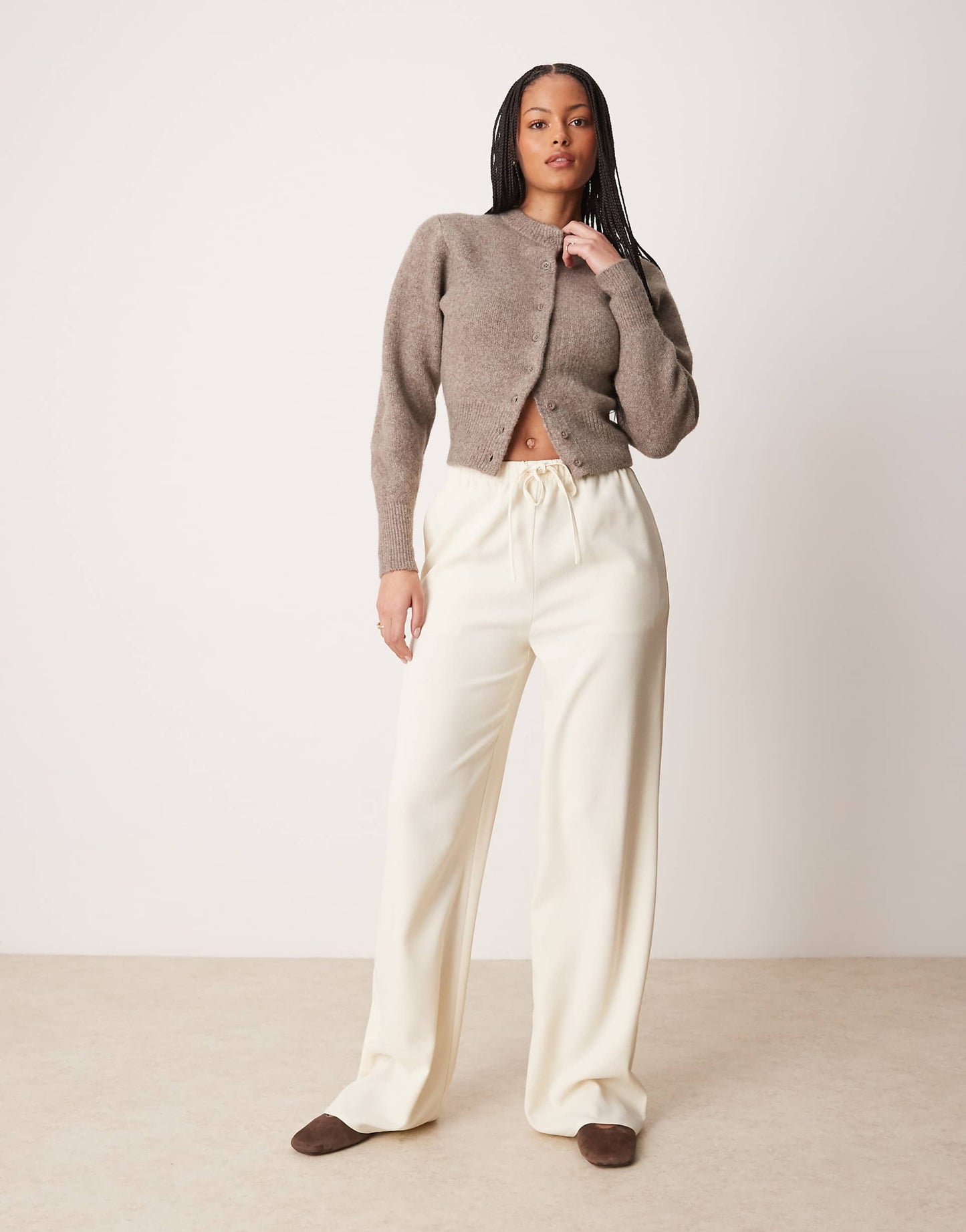 Tall Linen Look Tailored Tie Waist Pull On Trouser