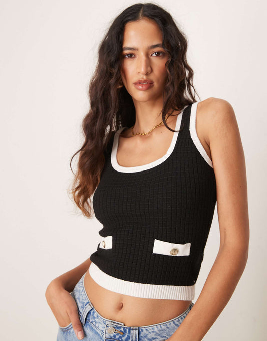 Tipped Knitted Vest