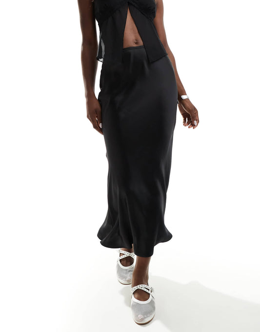Satin Midi Bias Skirt
