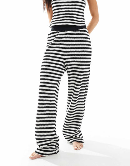 Co-Ord Knitted Stripe Button Trousers