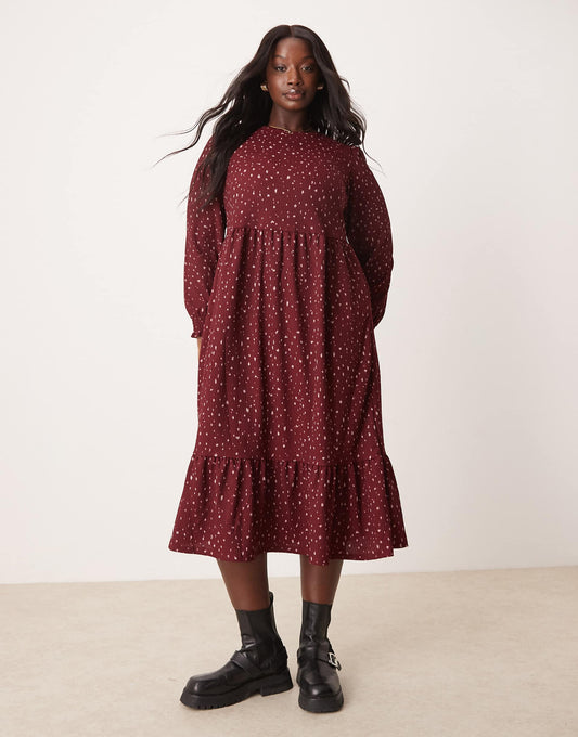 Curve Crinkle Smock Midi Dress