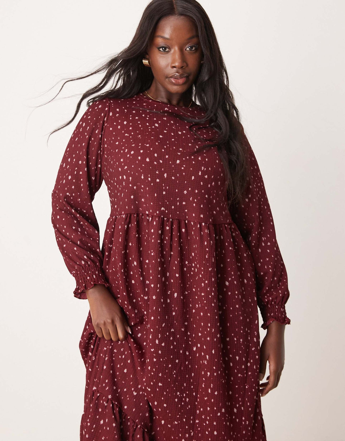 Curve Crinkle Smock Midi Dress