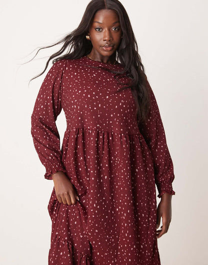 Curve Crinkle Smock Midi Dress